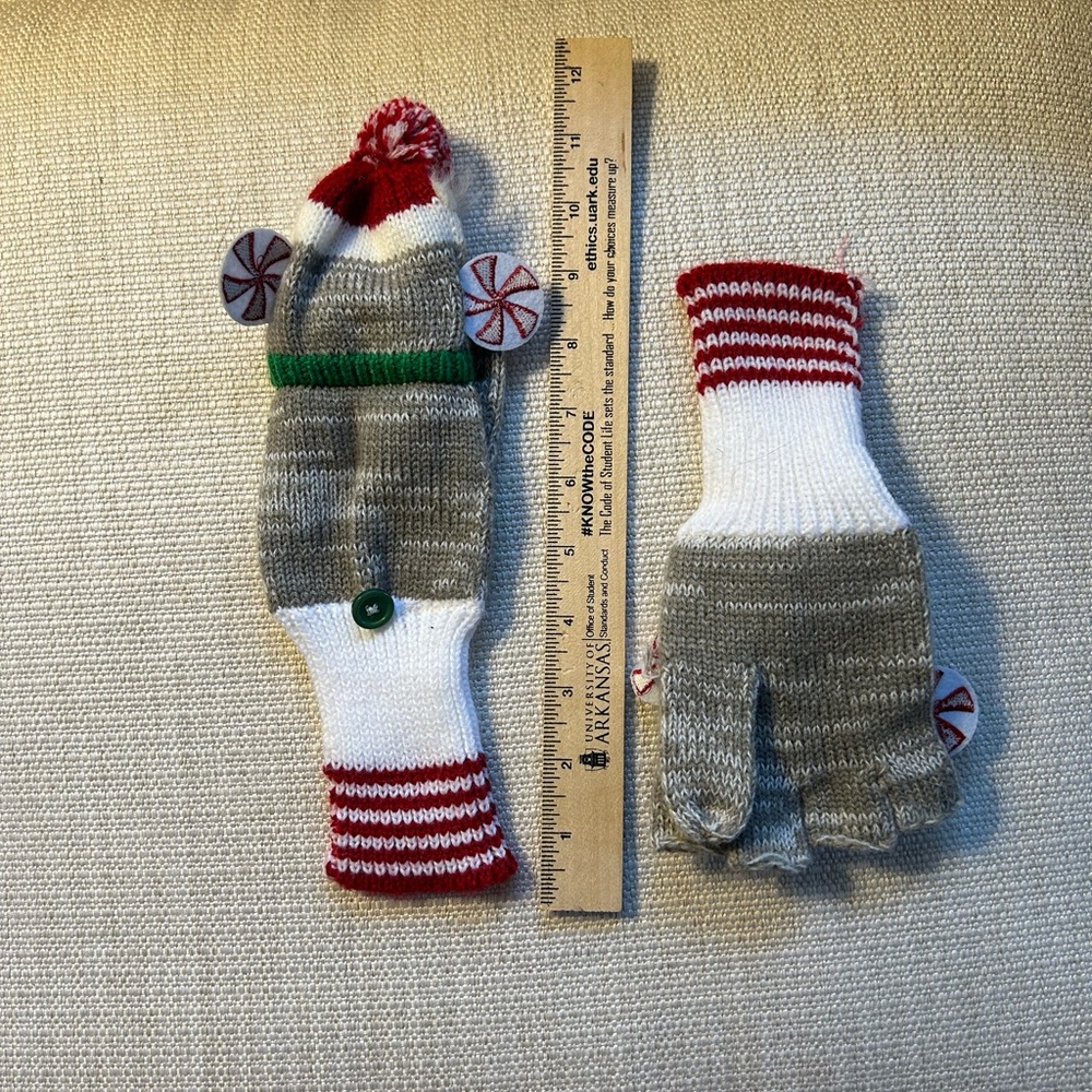 Convertible sock monkey mittens/gloves